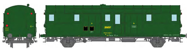 REE Modeles VB-321 - French SNCF OCEM 32 Luggage Van, green 301, 3 headligths, West SNCF N°50 87 93-20 113-0 Era IV